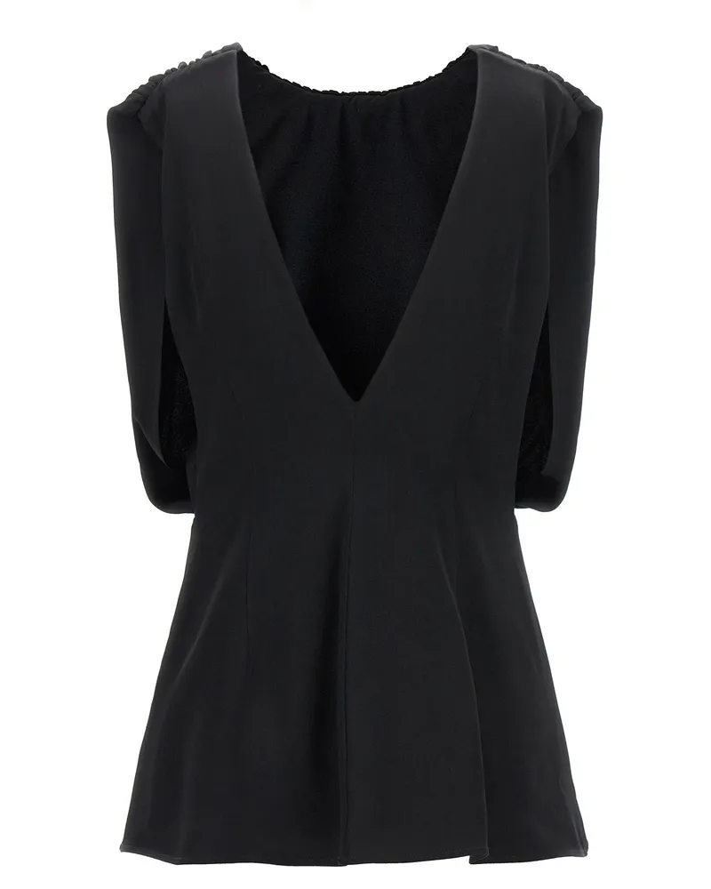 Jil Sander Crinkled Plastron Tank Top — Black Black