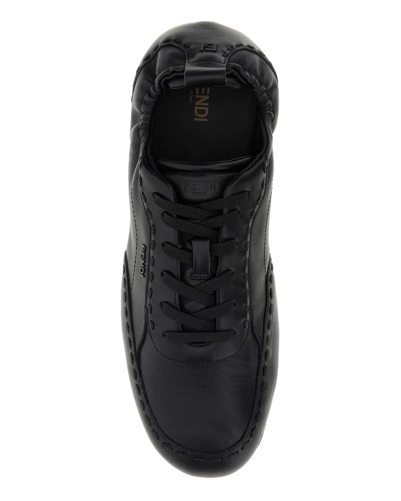 Fendi Leather Low-Top Sneaker — Black Black