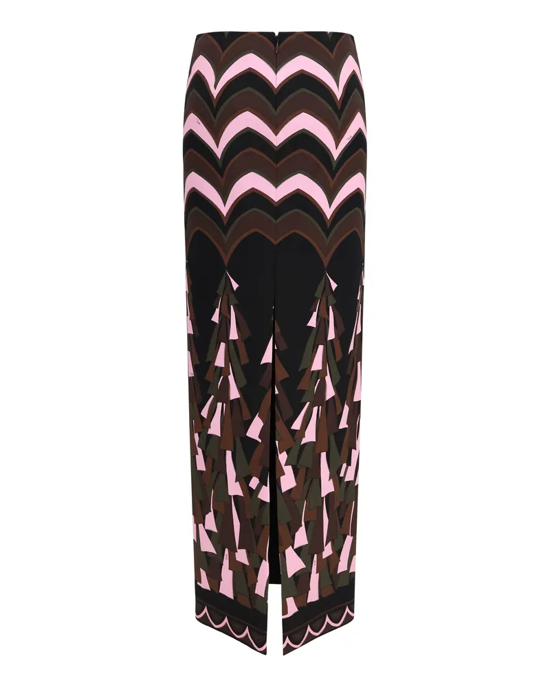Emilio Pucci Chevron-Print Fitted Skirt — Khaki Khaki