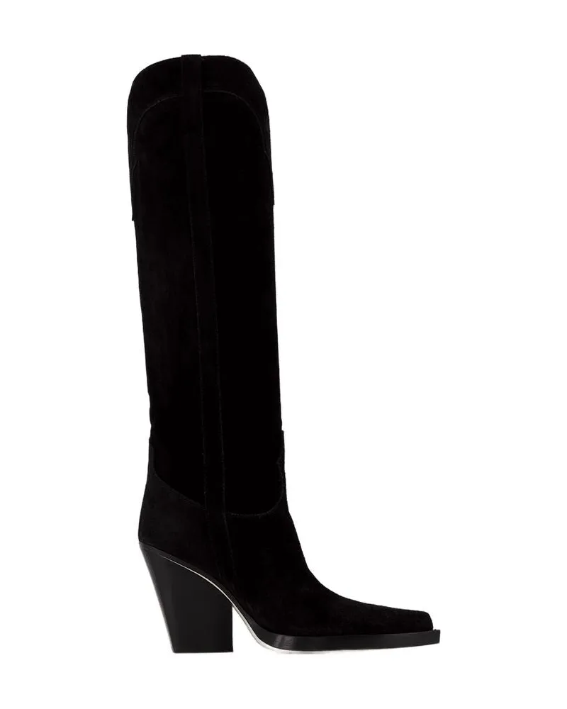 Paris Texas Women's El Dorado Boot Leather Black Calfskin Shoes Black