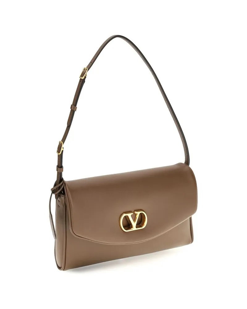 Valentino Garavani Women's Brown Calf Leather Bos Taurus Shoulder Bag Brown