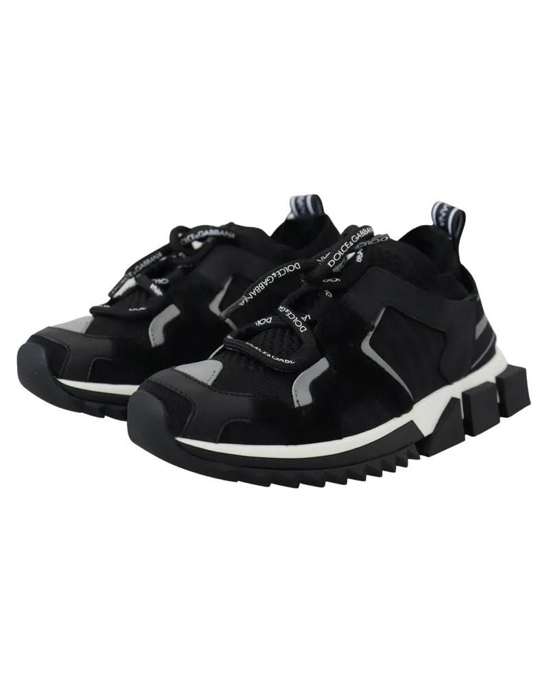 Dolce & Gabbana Women's Black Mesh Sorrento Trekking Sneakers Shoes And Gray Black