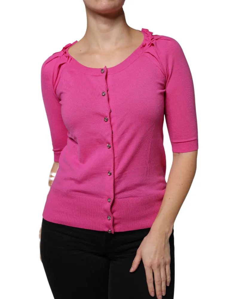 Dolce & Gabbana Women's Virgin Wool Button-Down Cardigan Pink Pink