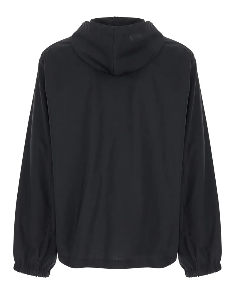 Givenchy Men's Black Zip-Up Hoodie With Logo Detail Virgin Wool Coat Black