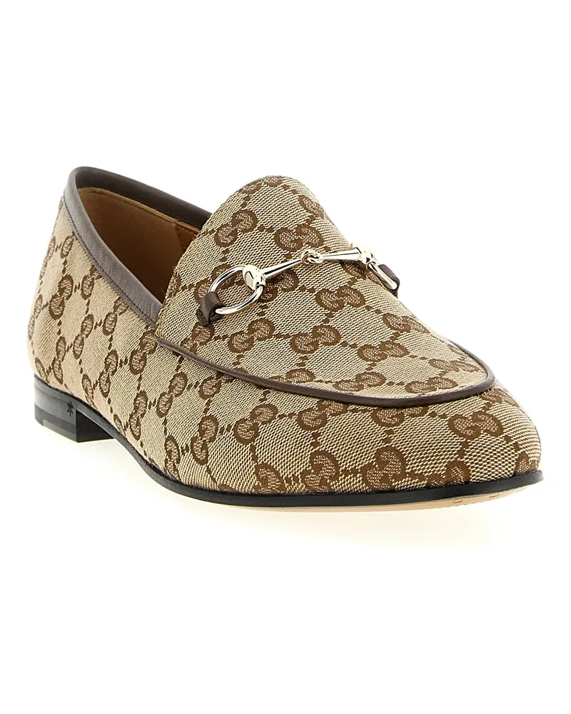 Gucci Women's Beige Polyester Slip-On Loafers Beige