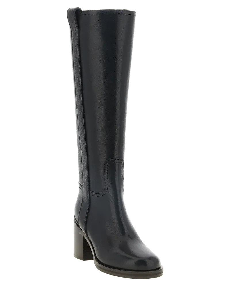 Brunello Cucinelli Calfskin Knee-High Boot — Black Black