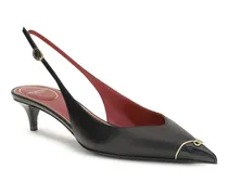 Kitten-Heel Slingback Slingback Pump — Black