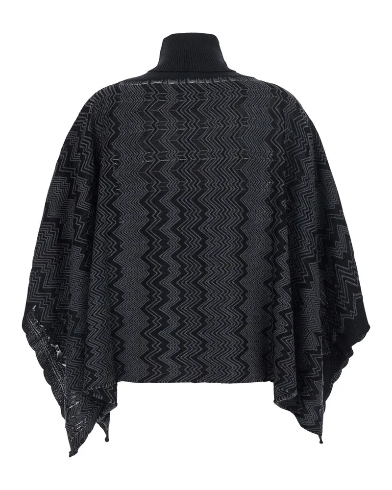 Missoni Women's Poncho Black Wool Blend Viscose Coat Black