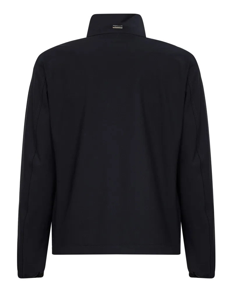 Herno Men's Bomber Jacket Navy Blue Wool Blend Polyester Navy