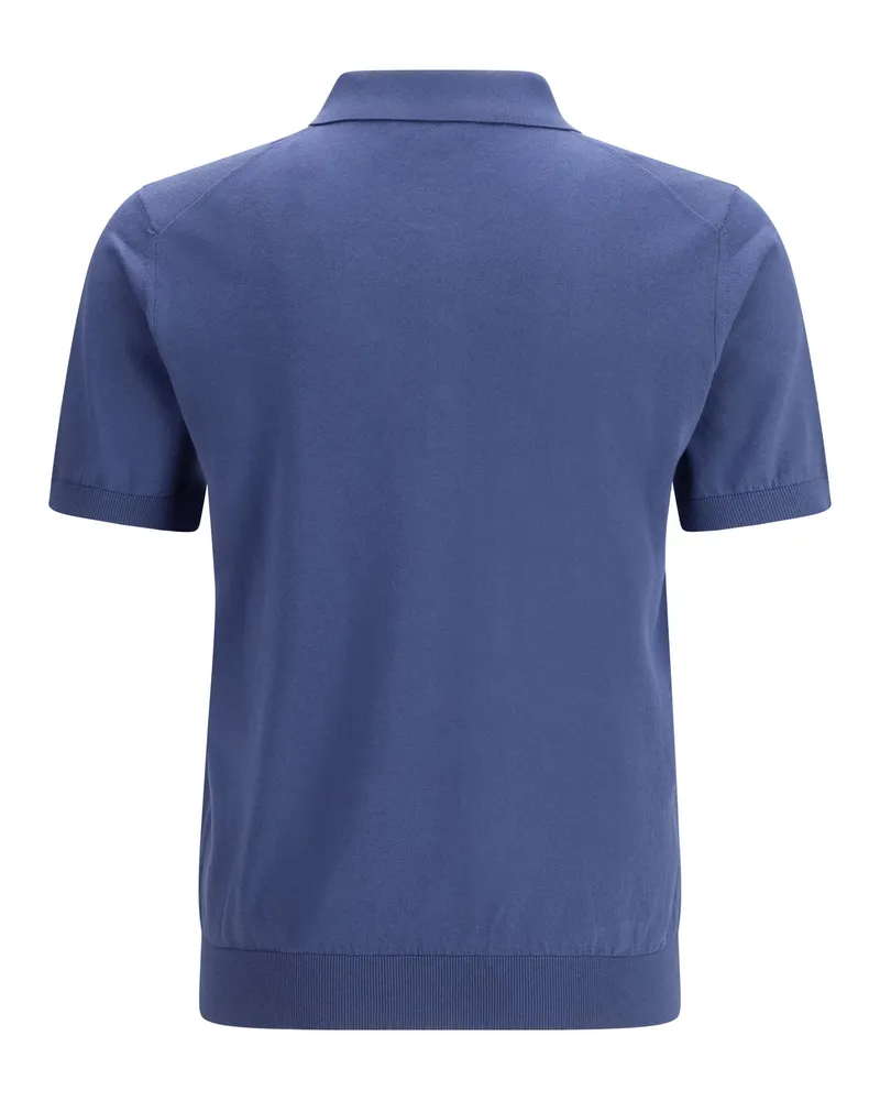 Piacenza Cashmere Men's Cotton Polo With Classic Collar Blu Indaco Shirts T-shirts And Polos Blue