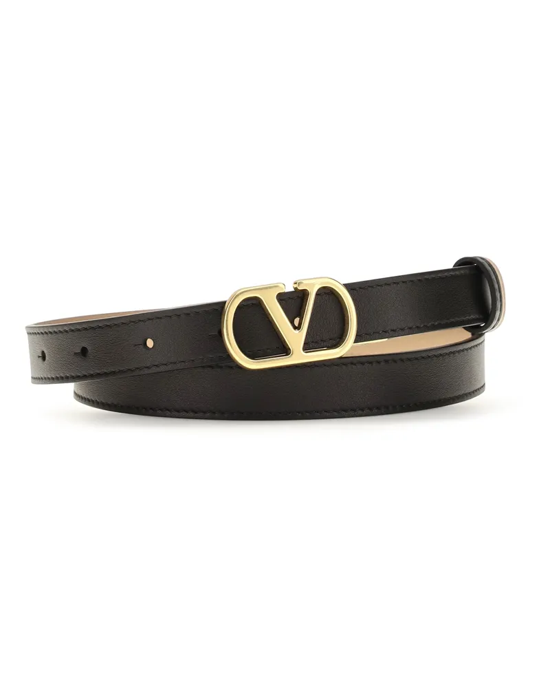 Valentino Garavani Reversible Smooth Leather Belt — Black Black