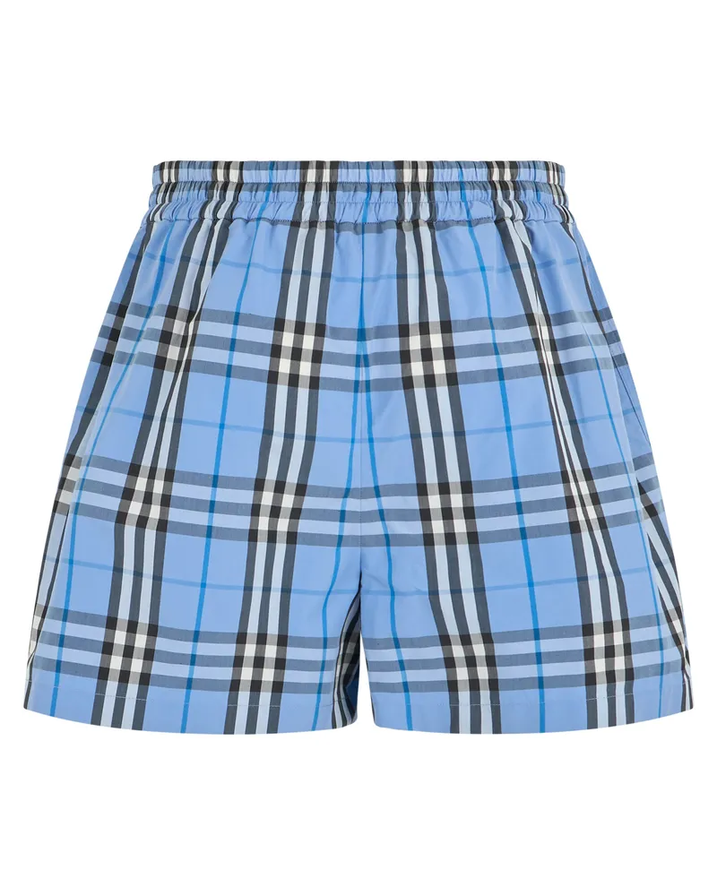 Burberry Women's Shorts Light Blue Check Cotton Blue
