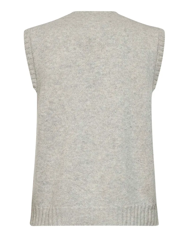 Maison Margiela Men Knit Vest Melange Grey Wool Knitwear Sweater Gray