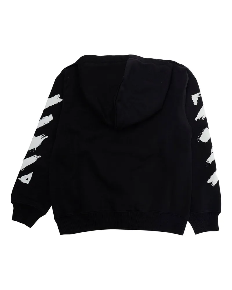 OFF-WHITE Diagonal Paint Print Cotton Hoodie — Black Black