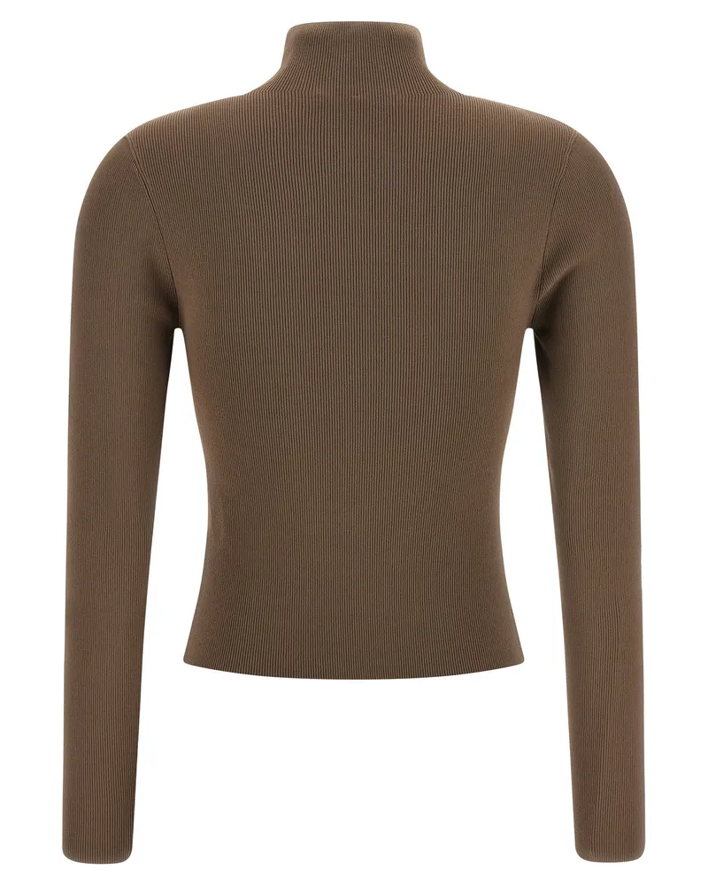 Alexander Wang Logo Ribbed Turtleneck Turtleneck — Brown Brown