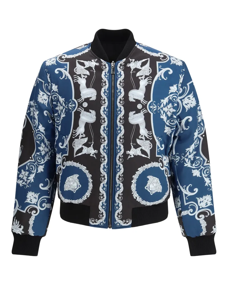 Versace Men's Reversible Jacket Black+petrol Blue Black