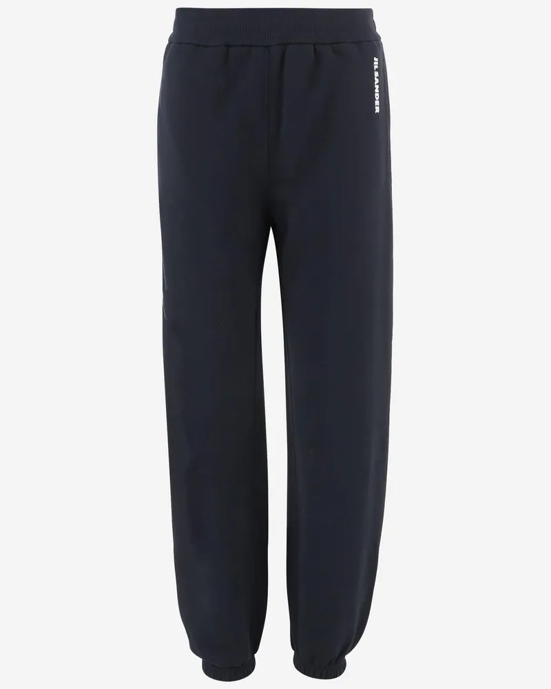Jil Sander Women's Cotton Trousers With Logo, Navy Navy