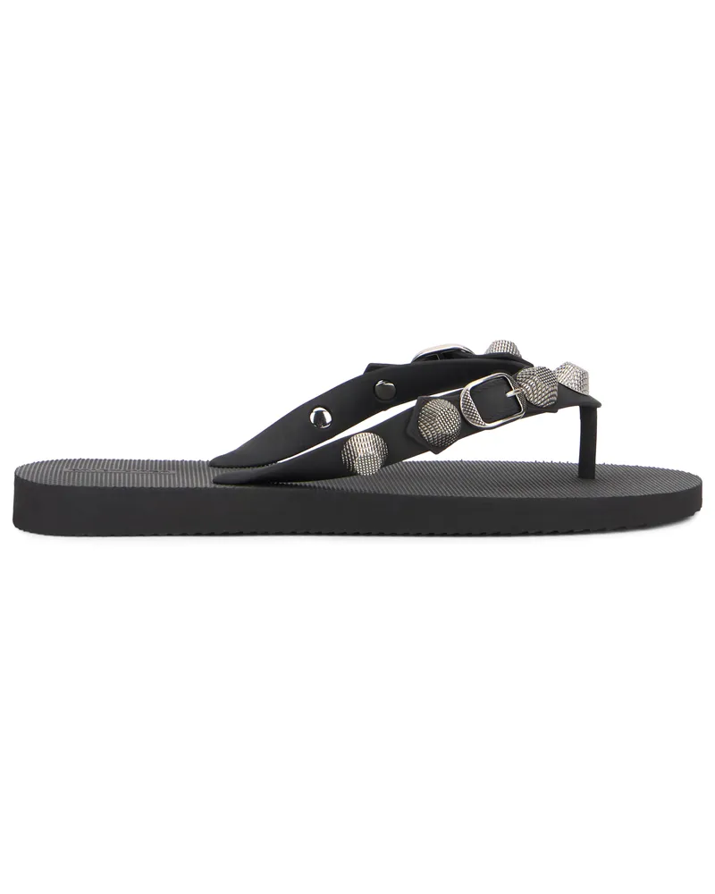 Balenciaga Women's Flip-Flops Cagole Black-Silver Tpu Sandal Black/silver Black