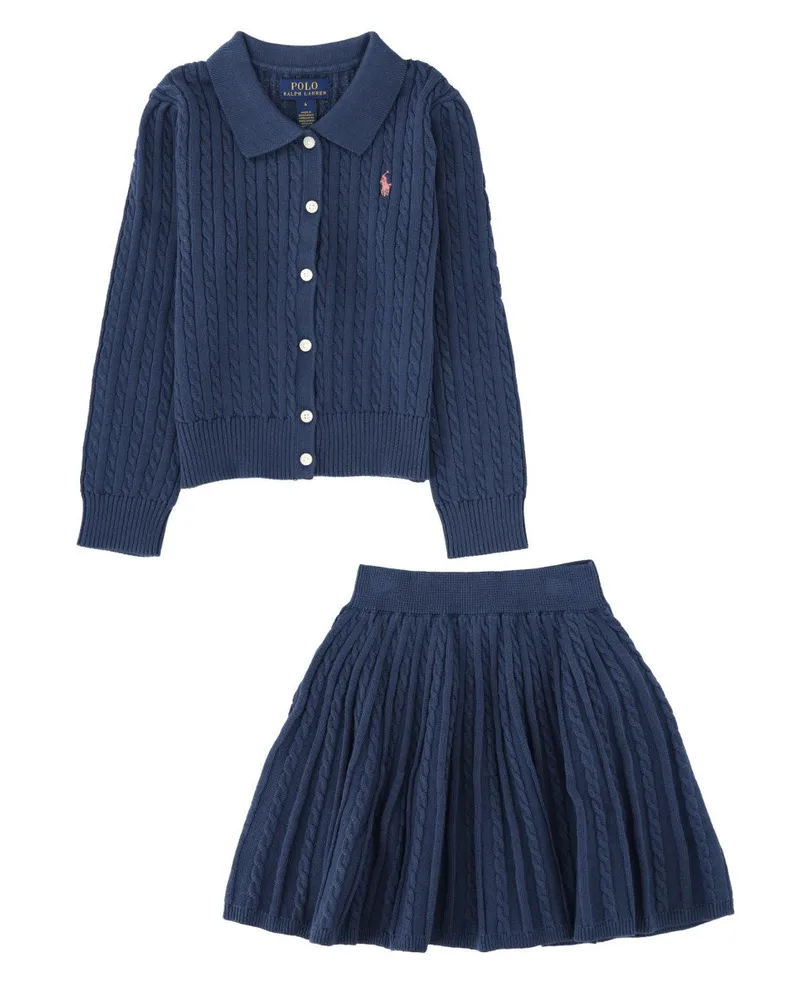 Ralph Lauren Cable-Knit Cotton Cardigan — Navy Navy