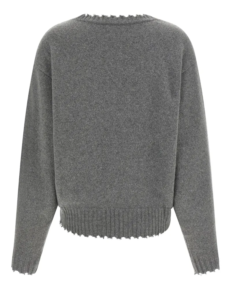 NUDE Frayed-Hem Cashmere Sweater — Gray Gray