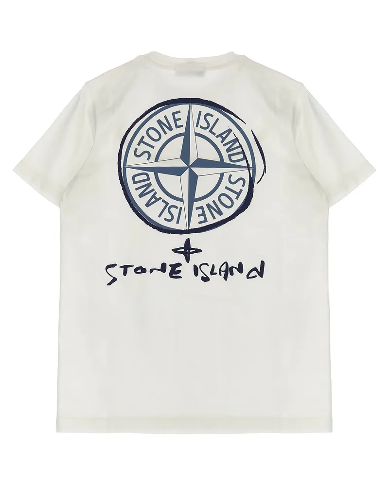 Stone Island Logo-Printed Cotton T-Shirt — White White