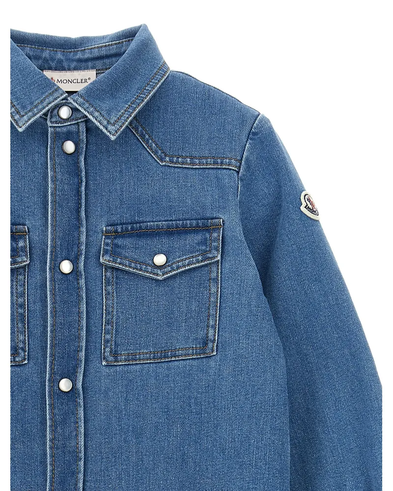 Moncler Denim Western-Style Shirt — Blue Blue