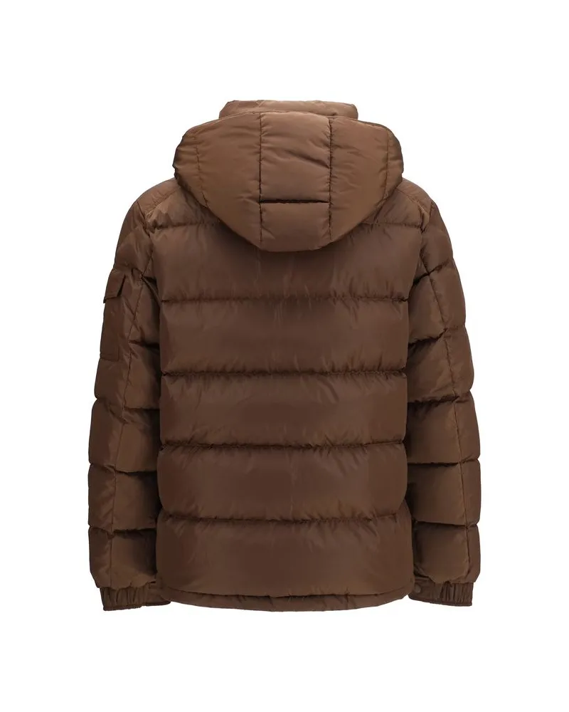Moncler Men's Brown Polyamide Full-Length Jacket Clothing Brown