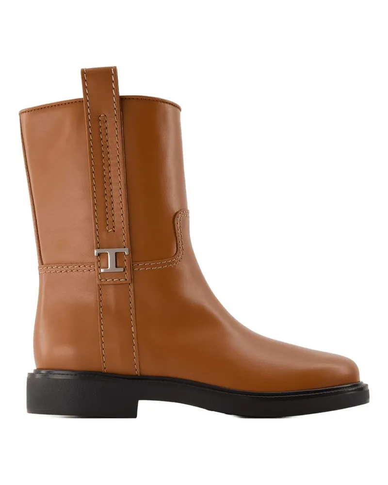 TOD'S Women's Gomma 20l Boots - Tods Leather Brown Calfskin Shoes Brown