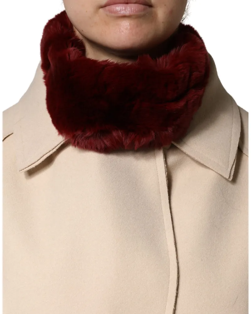 Dolce & Gabbana Red Lamb Fur Collar Women Neck Wrap 50cm X 8cm Scarf Red