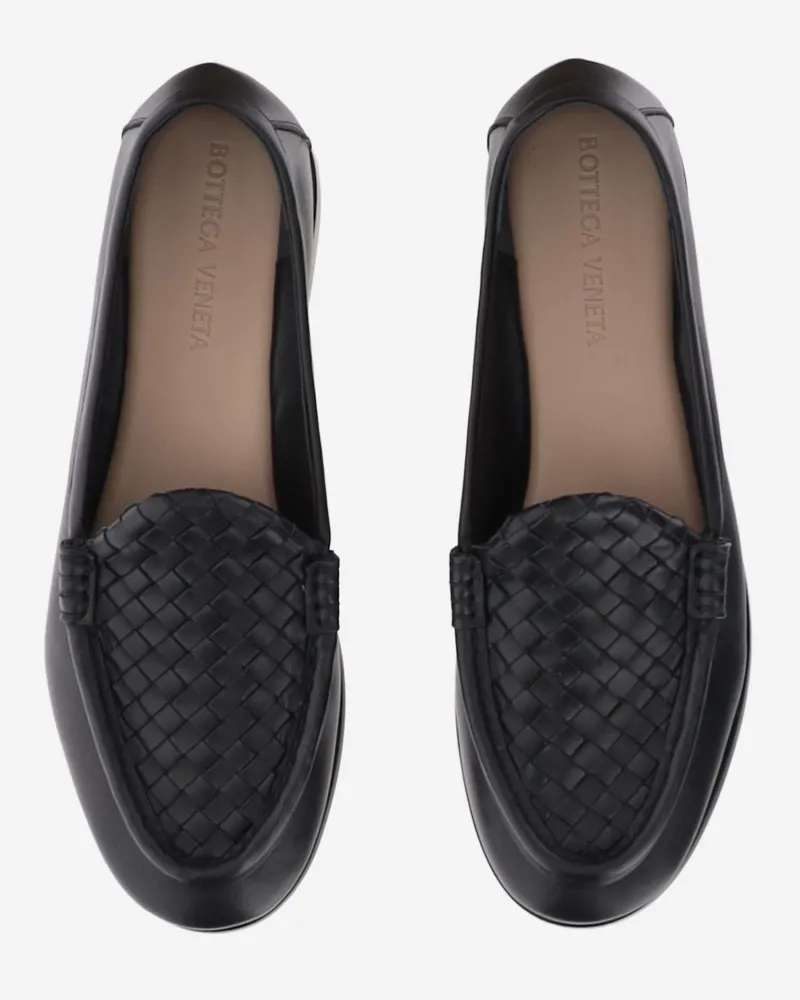 Bottega Veneta Men's Loafers Silenzio Leather Black Lambskin Black