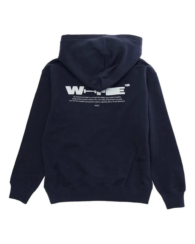 OFF-WHITE Logo-Print Cotton Hoodie — Navy Navy