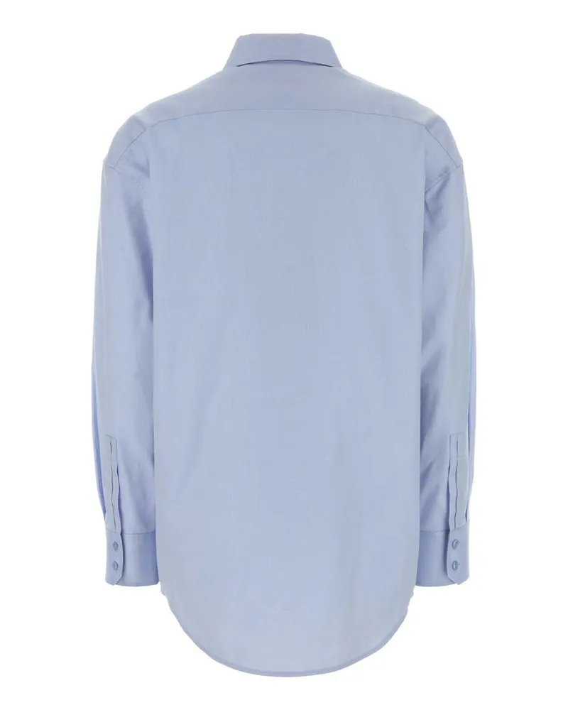 Saint Laurent Women's Powder Blue Oxford Shirt Bleu Blanc Exterior: Cotton Camicie Blue