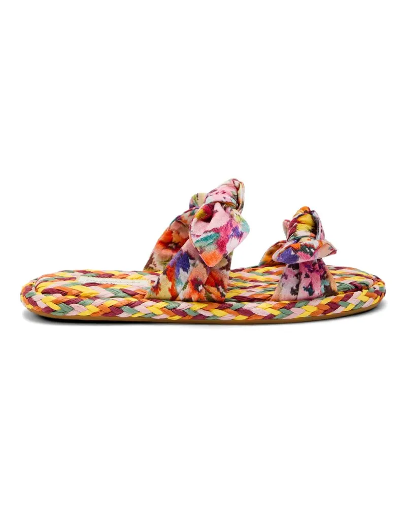 Zimmermann Floral Bow Flat Sandals — Multicolor Multicolor
