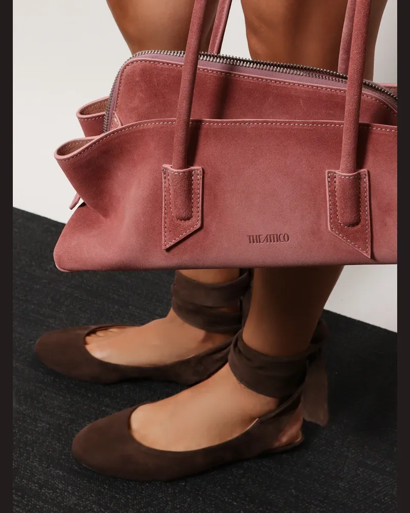 ATTICO Women's Cloe Suede Ballerinas Brown Leather Ballerina Shoes Brown