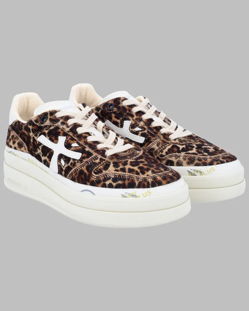 Premiata Women's Sneakers Micol Animal Print Multicolour Calf Leather Trainers Multicolor