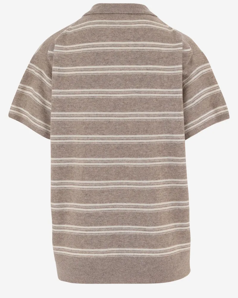 The Garment Women's T-Shirt Striped Wool-Cashmere Multicolour T-Shirts & Jerseys Beige
