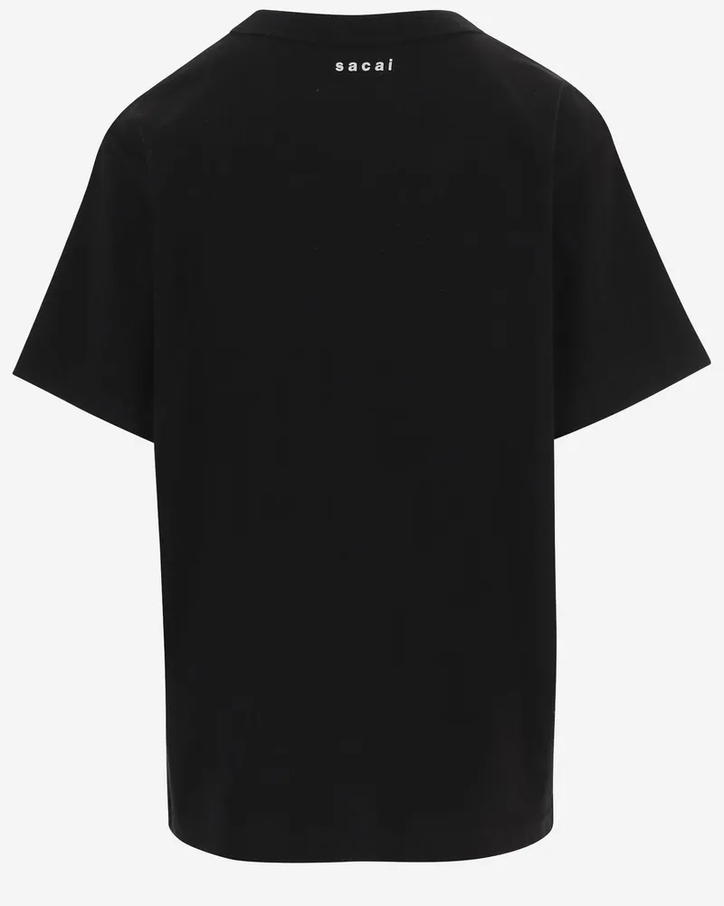 Sacai Women's T-Shirt Black Cotton T-Shirts & Jerseys Black