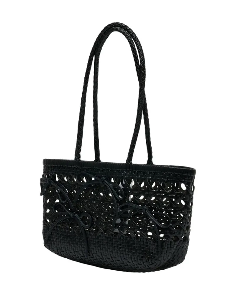OSOI Women's Biscuit Tote Black Raffia Black