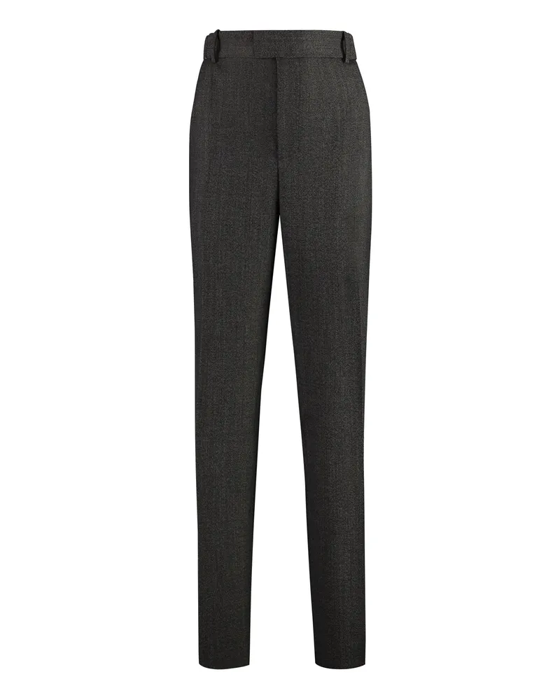 Bottega Veneta Wool-Cotton Blend Trousers — Brown Brown