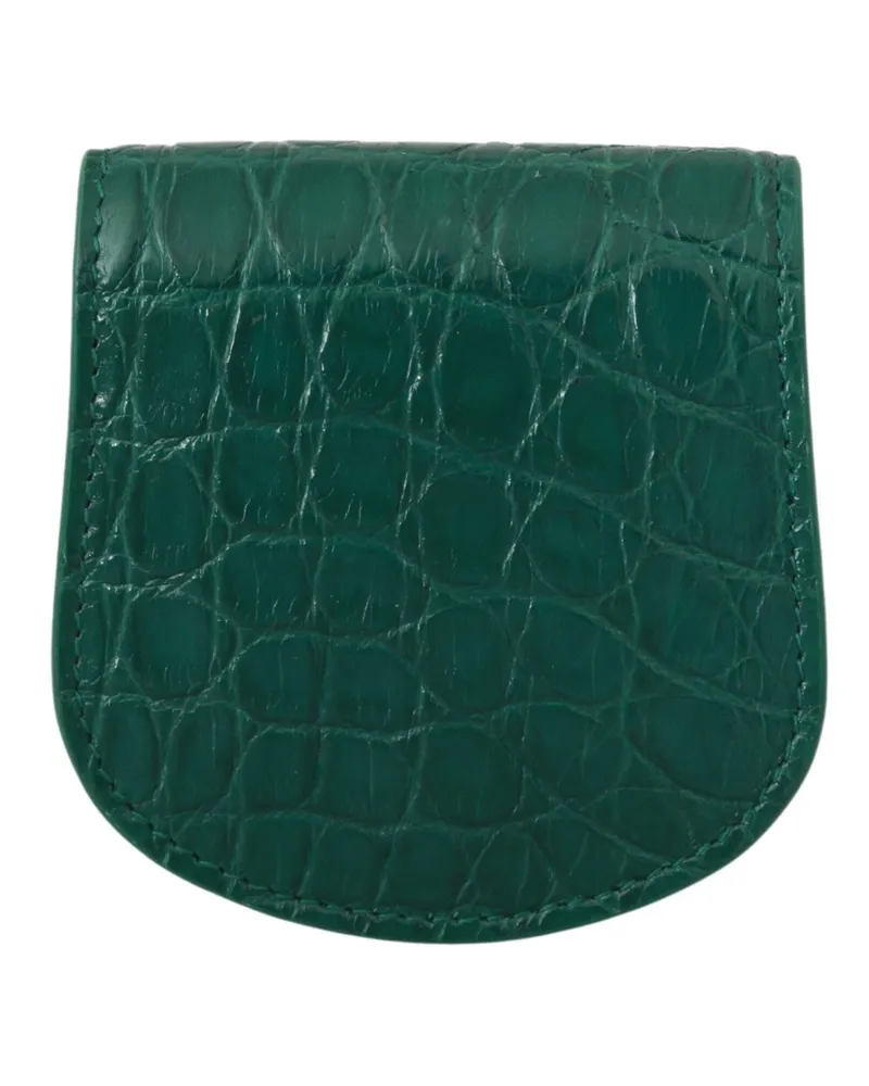 Dolce & Gabbana Men's Green Exotic Skins Condom Case Holder Wallet Skin Green