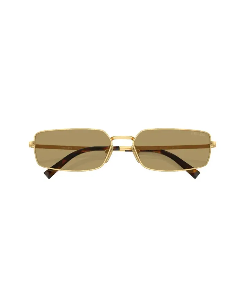 Prada SPRA605AK70G Rectangular Metal Sunglasses — Gold Gold
