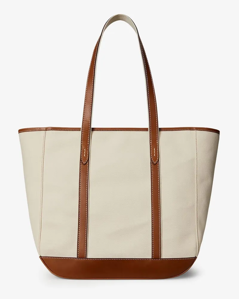 Ralph Lauren Women's Canvas Tote Bag Brown Canvas-Leather Canvas/leather Beige