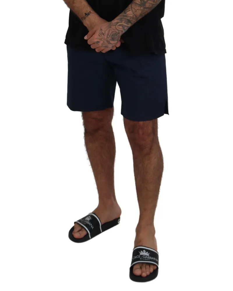 Dolce & Gabbana Men's Blue Chinos Cotton Stretch Casual Shorts Elastane Navy