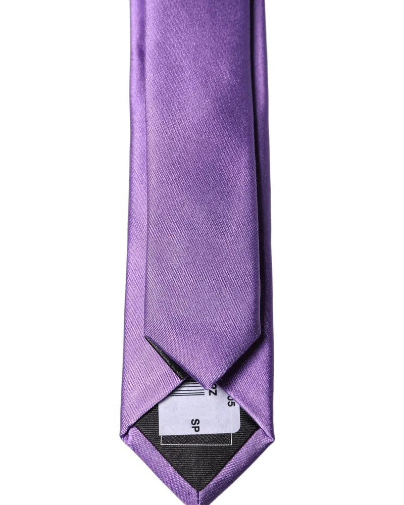Dolce & Gabbana Purple Solid Silk Adjustable Men Tied Necktie Tie Purple