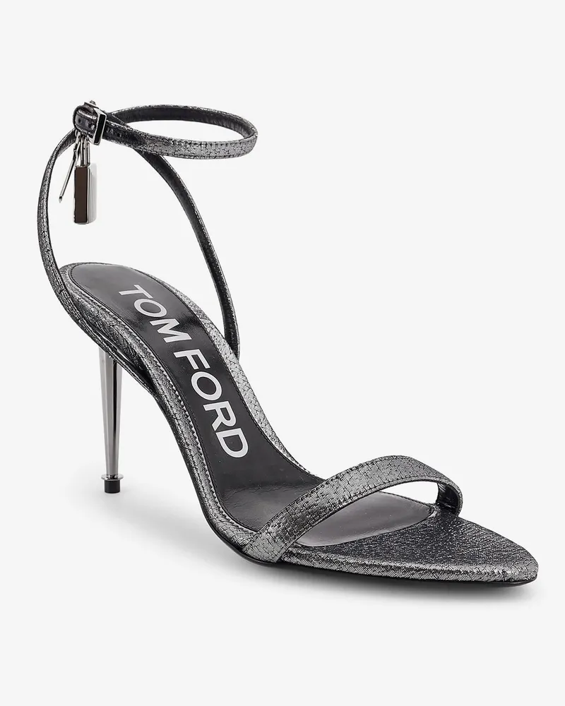 Tom Ford Women's Laminated Heeled Sandals Silver Polyester Silver