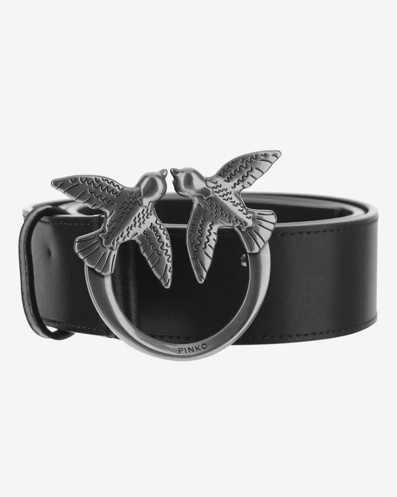 Pinko Women's Leather Belt With Logo Black Black