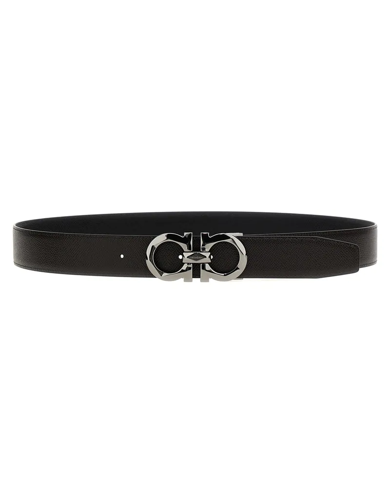 Ferragamo Men's Multicolor Calfskin Belt Black