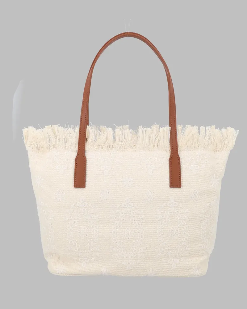 MC2 Saint Barth Women's Shoulder Bag City With Fringe White Cotton White