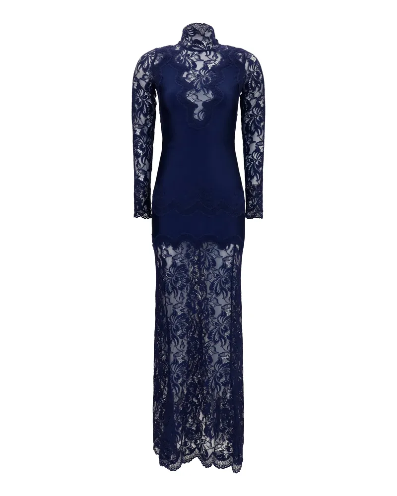 Paco Rabanne Women's Dress Deep Navy Lace And Jersey Polyamide Navy