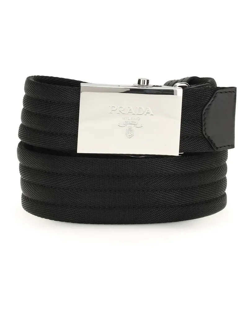 Prada Men's Nylon Belt Black Polyester Black